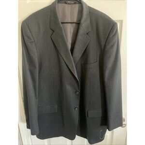 Fratelli Mens Blazer Sport Coat Jacket Black and Charcoal Striped Size 50L